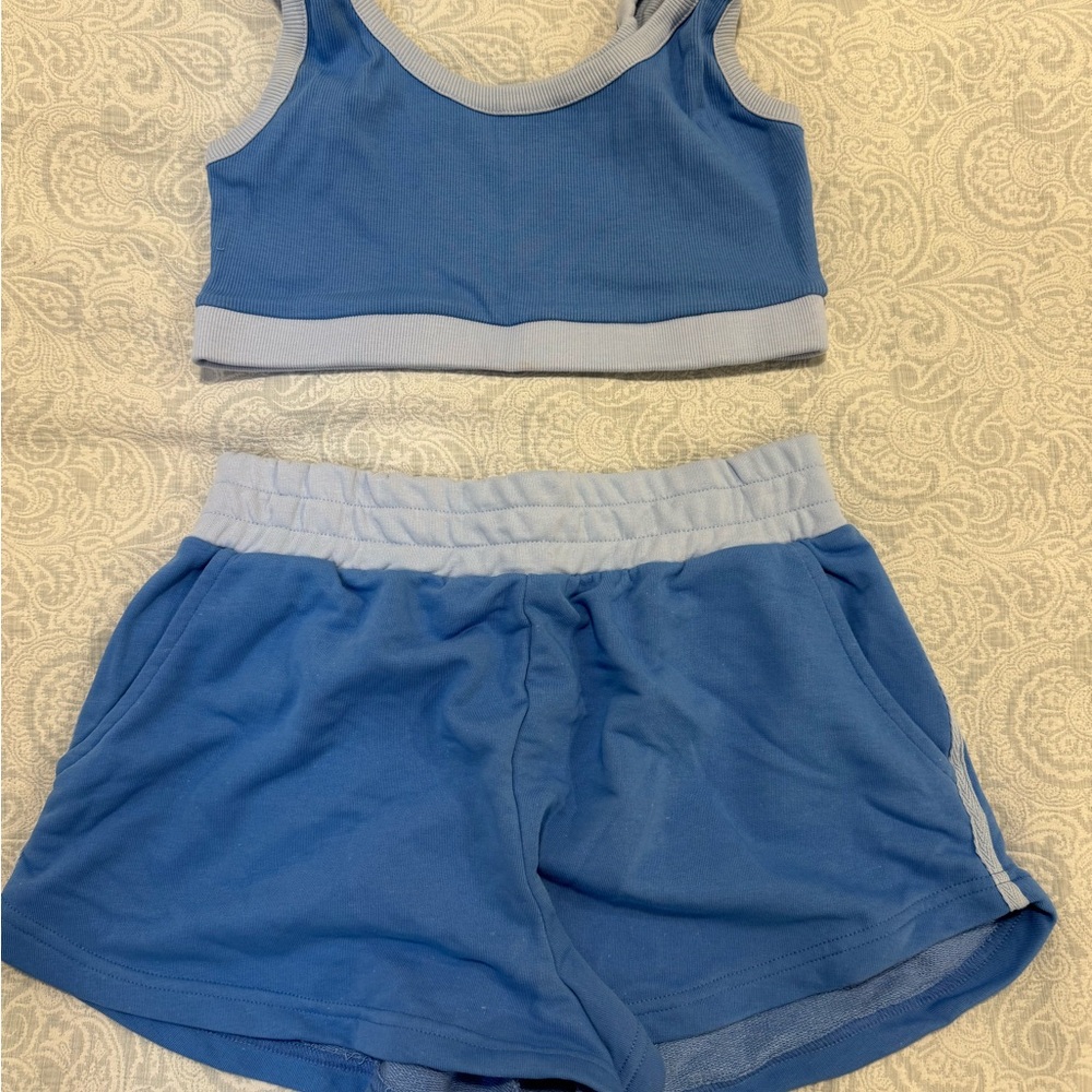 Boohoo Light Blue Ribbed Top